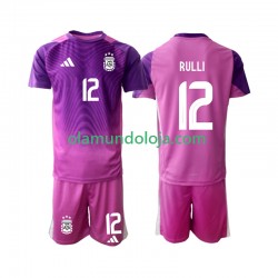 Camisola Argentina Geronimo Rulli 12 Guarda-redes Criança Equipamento Primeiro 2025 Manga Curta